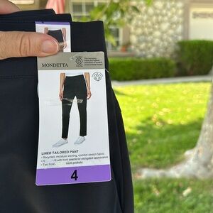 NWT Black Lined tailored pants size 4 with pockets MONDETTA